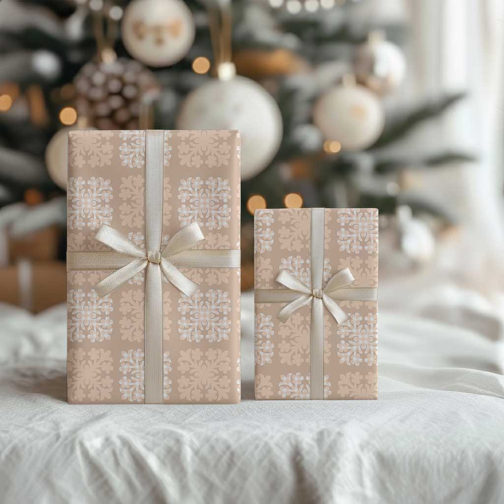Beige Palaka Quilt Hawaii Wrapping Paper Traditional Hawaii-plaid Pattern - Polynesian Pride