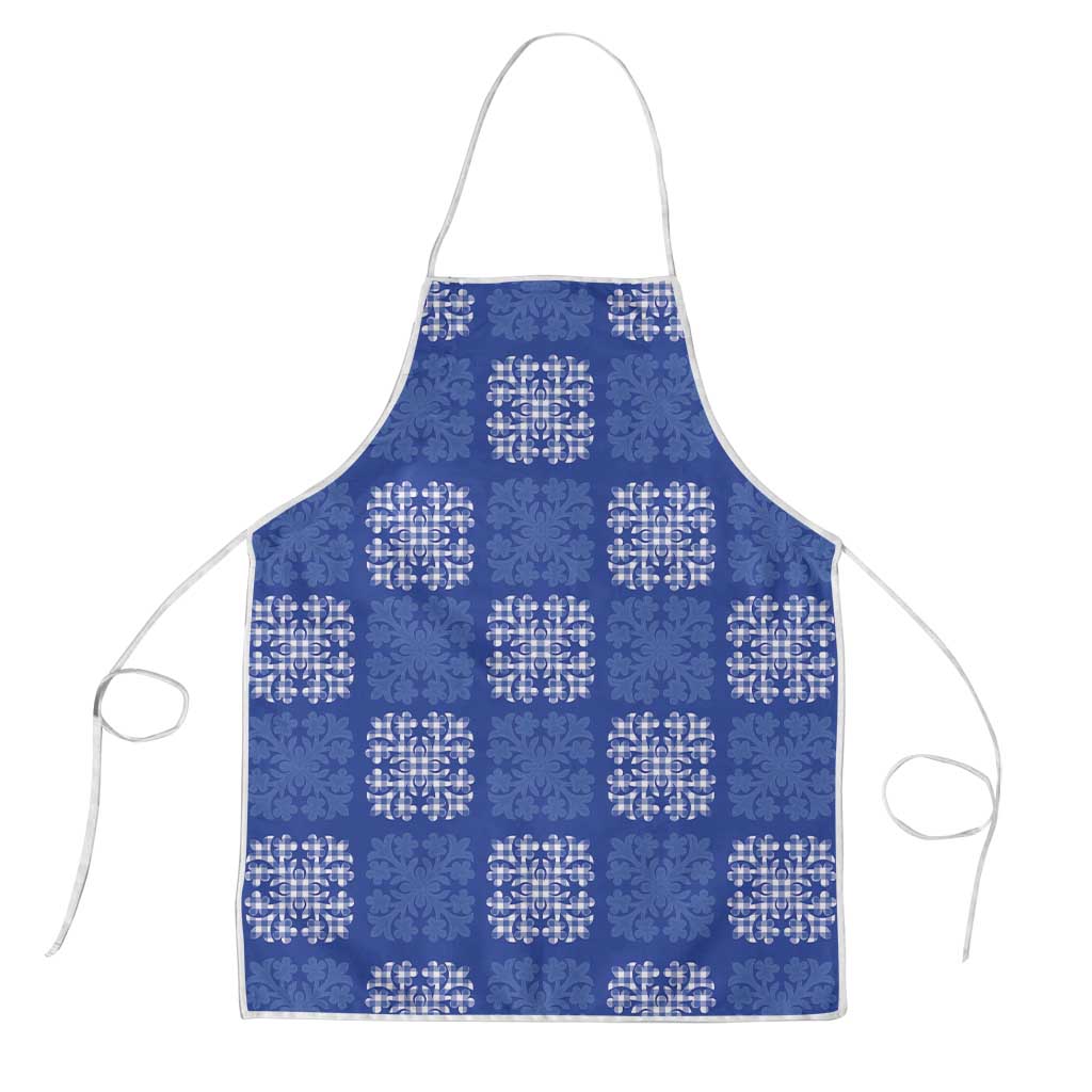Royal Blue Palaka Quilt Hawaii Apron Traditional Hawaii-plaid Pattern - Polynesian Pride