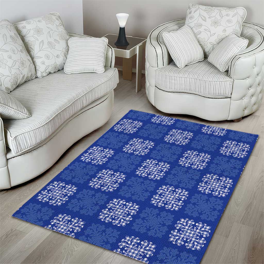 Royal Blue Palaka Quilt Hawaii Area Rug Traditional Hawaii-plaid Pattern - Polynesian Pride