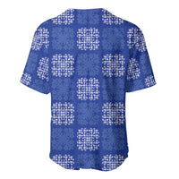 Royal Blue Palaka Quilt Hawaii Baseball Jersey Traditional Hawaii-plaid Pattern - Polynesian Pride