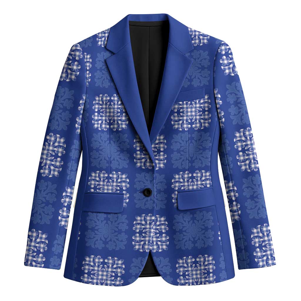 Royal Blue Palaka Quilt Hawaii Blazer Traditional Hawaii-plaid Pattern - Polynesian Pride