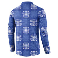 Royal Blue Palaka Quilt Hawaii Button Sweatshirt Traditional Hawaii-plaid Pattern - Polynesian Pride