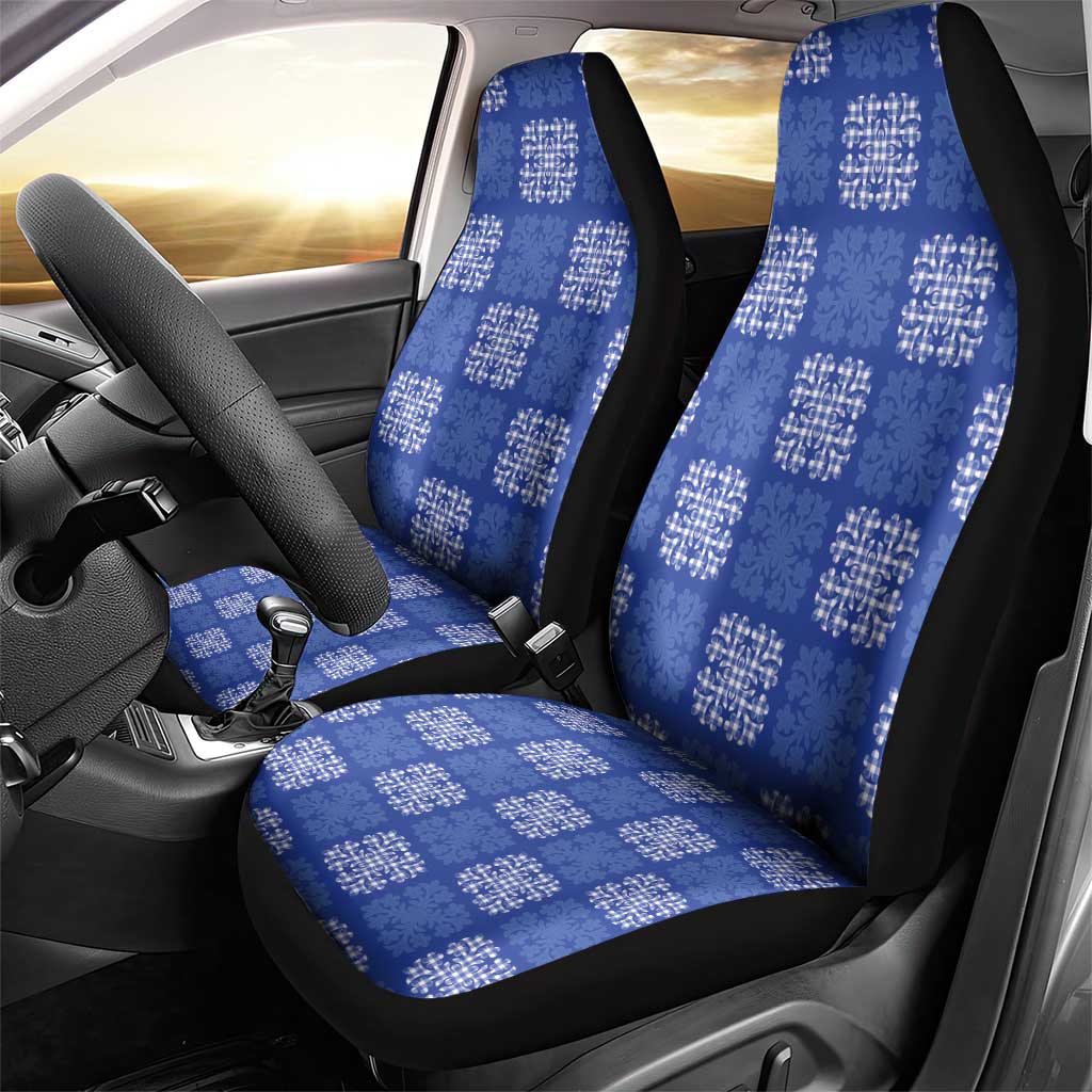 Royal Blue Palaka Quilt Hawaii Car Seat Cover Traditional Hawaii-plaid Pattern - Polynesian Pride