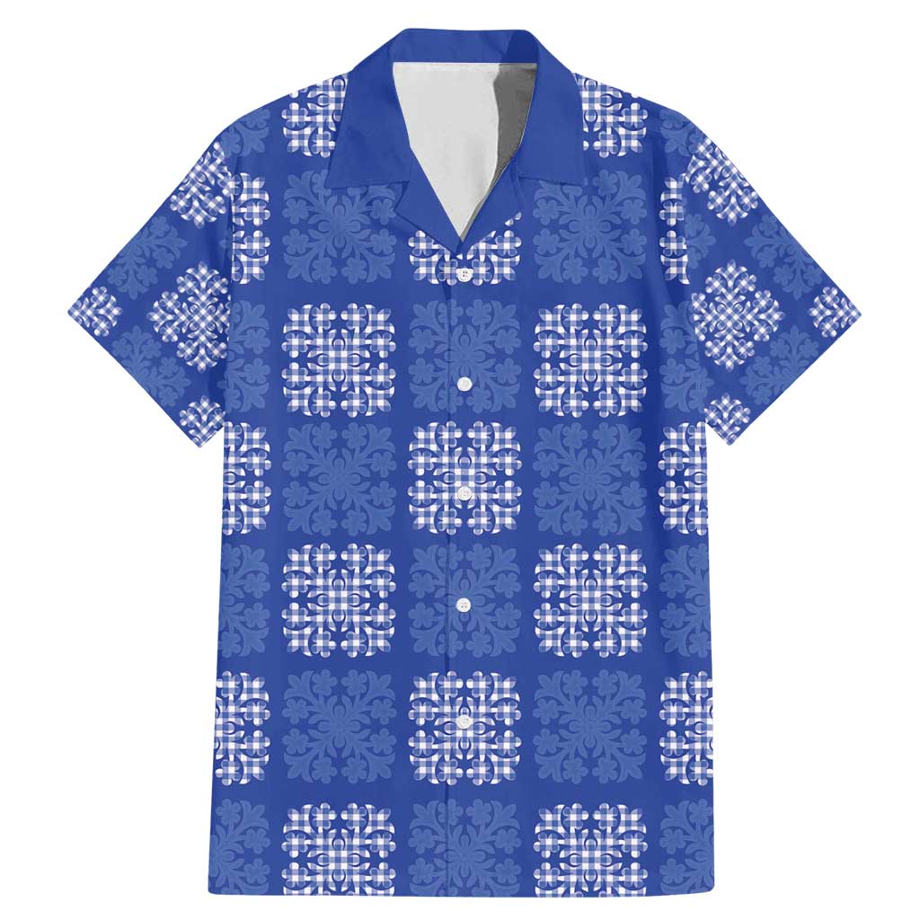 Royal Blue Palaka Quilt Hawaii Family Matching Mermaid Dress and Hawaiian Shirt Traditional Hawaii-plaid Pattern - Polynesian Pride