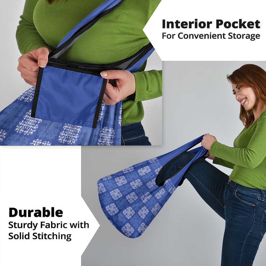 Royal Blue Palaka Quilt Hawaii Grocery Bag Traditional Hawaii-plaid Pattern - Polynesian Pride