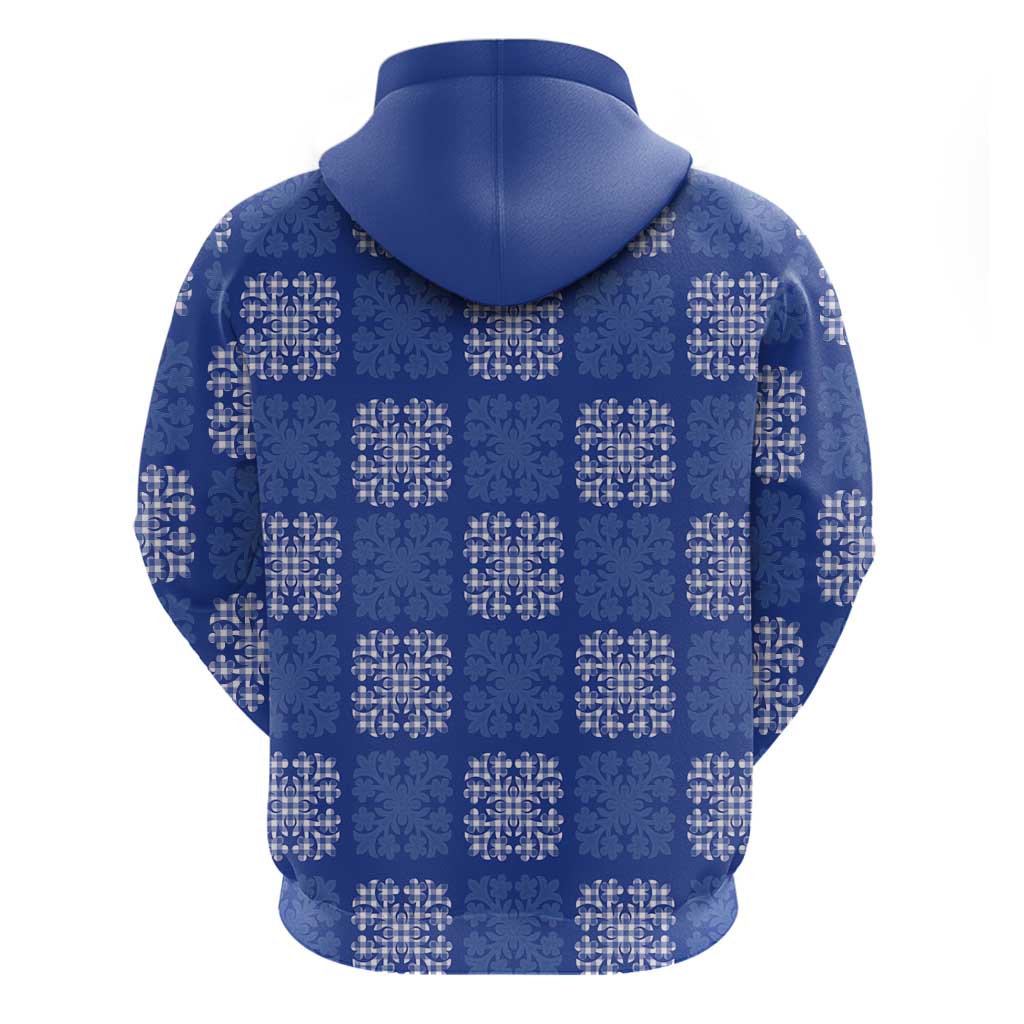 Royal Blue Palaka Quilt Hawaii Hoodie Traditional Hawaii-plaid Pattern - Polynesian Pride