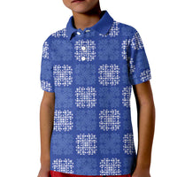 Royal Blue Palaka Quilt Hawaii Kid Polo Shirt Traditional Hawaii-plaid Pattern - Polynesian Pride