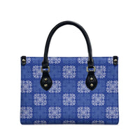 Royal Blue Palaka Quilt Hawaii Leather Bag Traditional Hawaii-plaid Pattern - Polynesian Pride