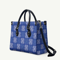 Royal Blue Palaka Quilt Hawaii Leather Bag Traditional Hawaii-plaid Pattern - Polynesian Pride