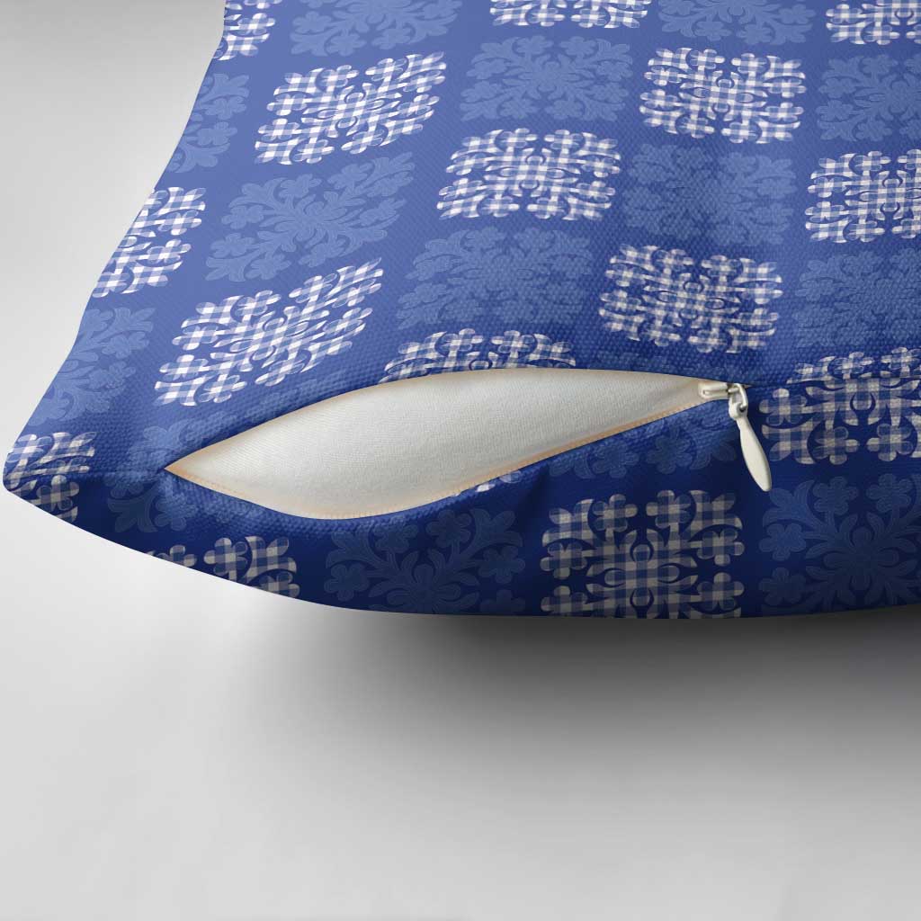 Royal Blue Palaka Quilt Hawaii Pillow Cover Traditional Hawaii-plaid Pattern - Polynesian Pride