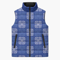 Royal Blue Palaka Quilt Hawaii Sleeveless Puffer Jacket Traditional Hawaii-plaid Pattern - Polynesian Pride