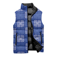 Royal Blue Palaka Quilt Hawaii Sleeveless Puffer Jacket Traditional Hawaii-plaid Pattern - Polynesian Pride