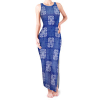 Royal Blue Palaka Quilt Hawaii Tank Maxi Dress Traditional Hawaii-plaid Pattern - Polynesian Pride