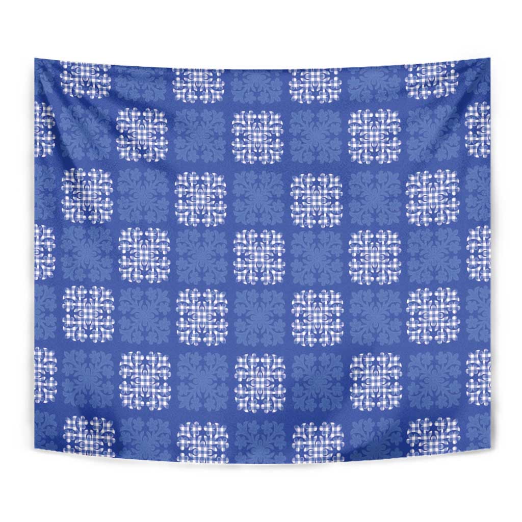 Royal Blue Palaka Quilt Hawaii Tapestry Traditional Hawaii-plaid Pattern - Polynesian Pride