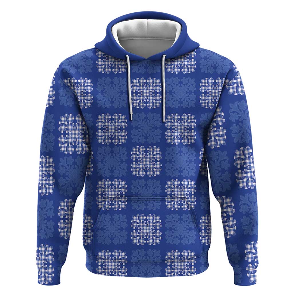 Royal Blue Palaka Quilt Hawaii Zip Hoodie Traditional Hawaii-plaid Pattern - Polynesian Pride