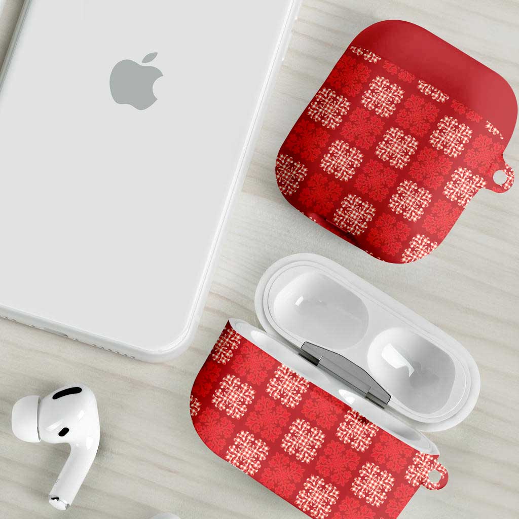 Red Palaka Quilt Hawaii AirPods Case Traditional Hawaii-plaid Pattern - Polynesian Pride