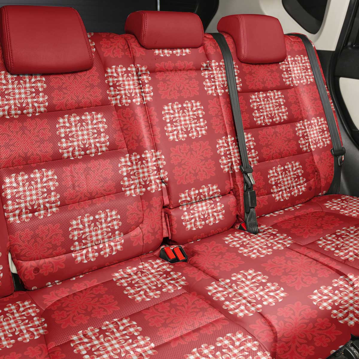 Red Palaka Quilt Hawaii Back Car Seat Cover Traditional Hawaii-plaid Pattern - Polynesian Pride