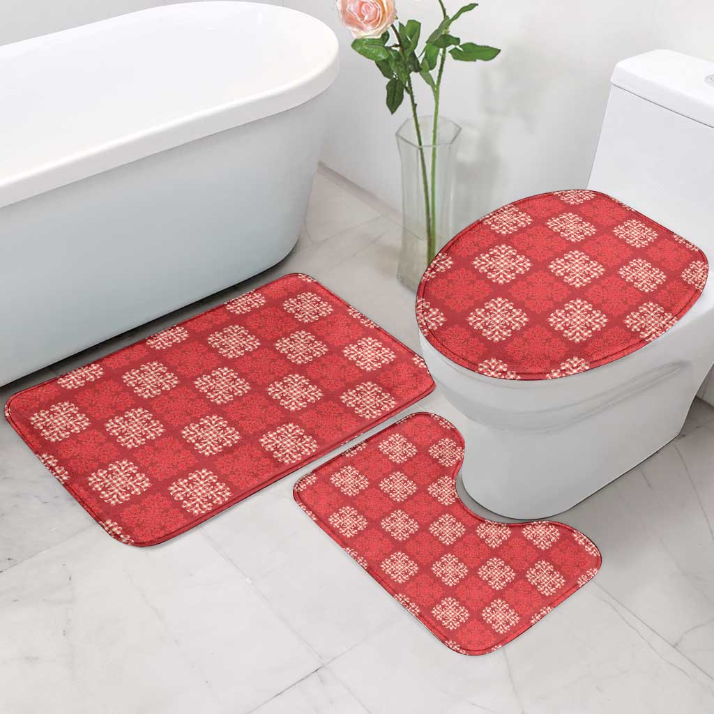Red Palaka Quilt Hawaii Bathroom Set Traditional Hawaii-plaid Pattern - Polynesian Pride