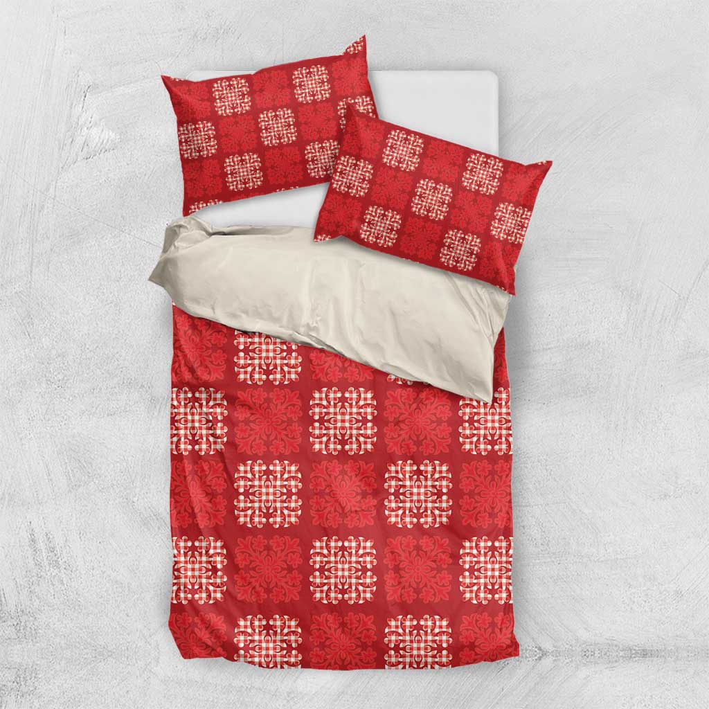 Red Palaka Quilt Hawaii Bedding Set Traditional Hawaii-plaid Pattern - Polynesian Pride