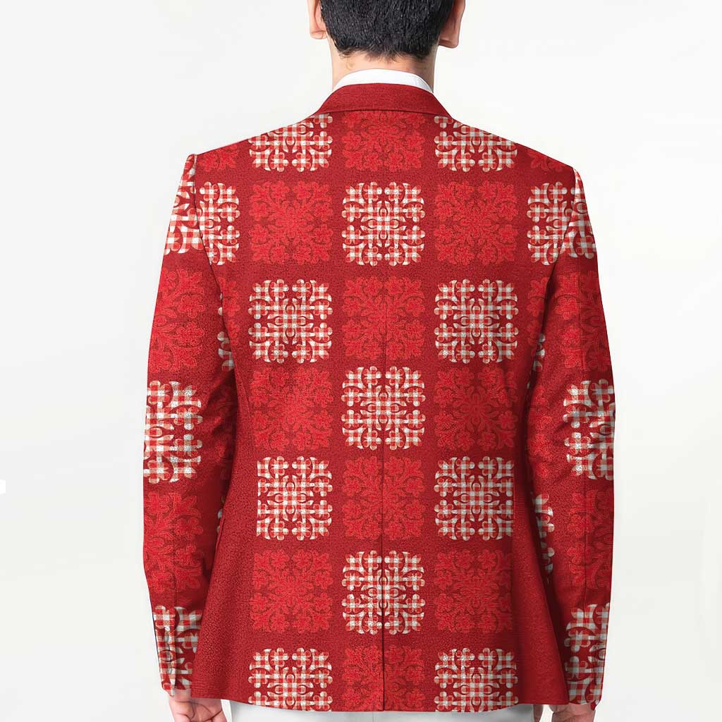Red Palaka Quilt Hawaii Blazer Traditional Hawaii-plaid Pattern - Polynesian Pride