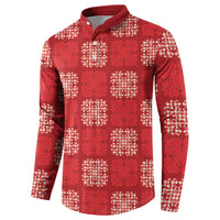 Red Palaka Quilt Hawaii Button Sweatshirt Traditional Hawaii-plaid Pattern - Polynesian Pride