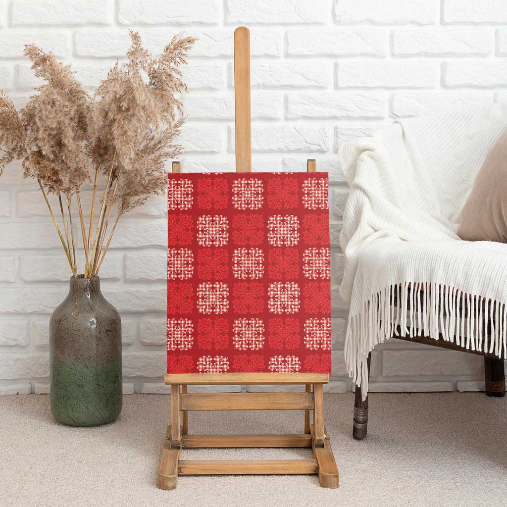 Red Palaka Quilt Hawaii Canvas Wall Art Traditional Hawaii-plaid Pattern - Polynesian Pride