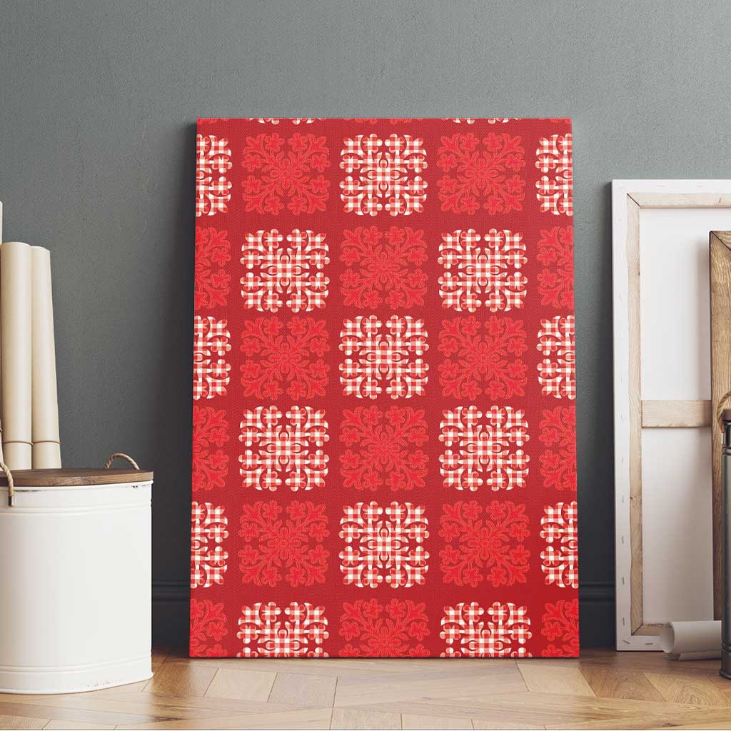 Red Palaka Quilt Hawaii Canvas Wall Art Traditional Hawaii-plaid Pattern - Polynesian Pride