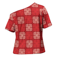 Red Palaka Quilt Hawaii Cross Shoulder Shirt Traditional Hawaii-plaid Pattern - Polynesian Pride