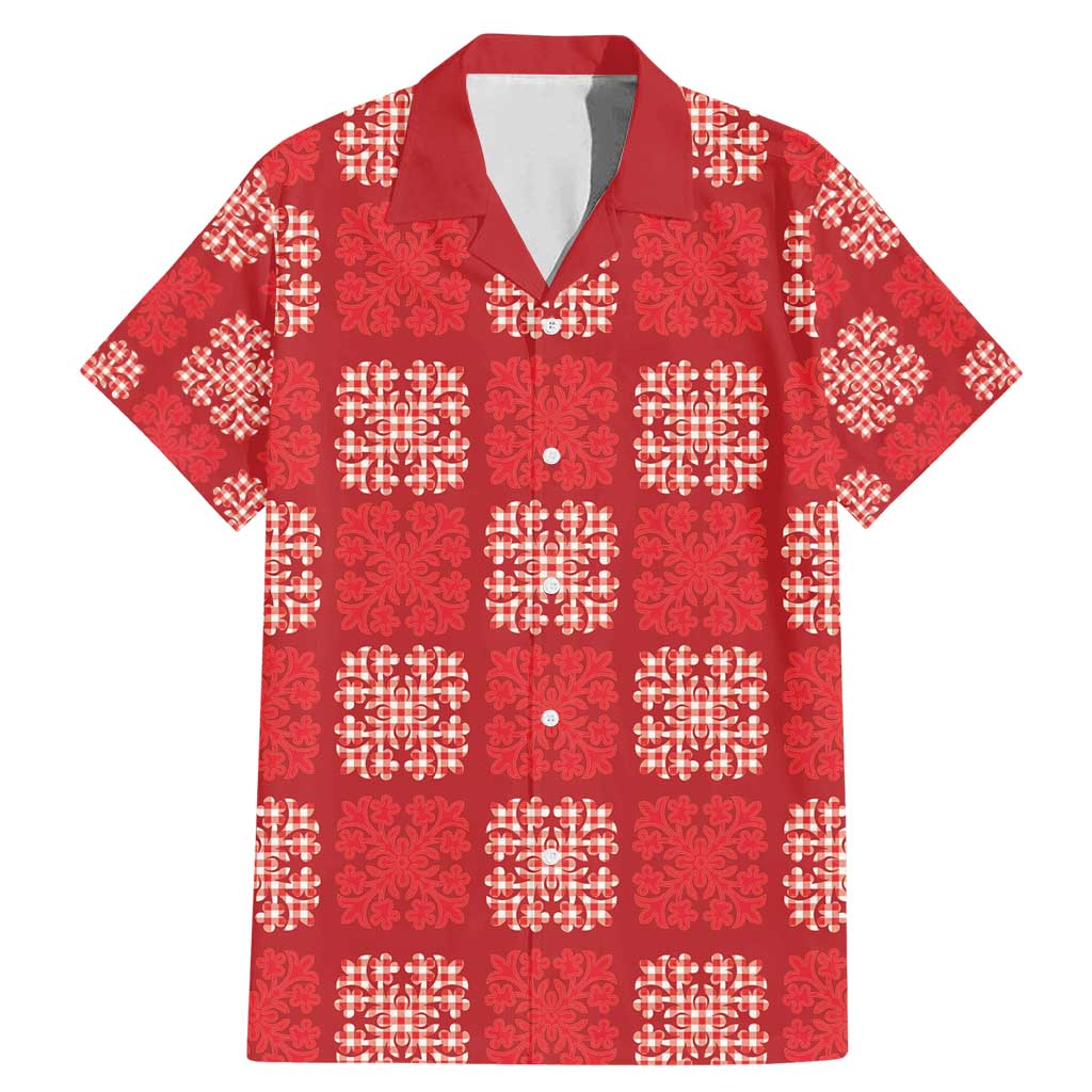 Red Palaka Quilt Hawaii Family Matching Mermaid Dress and Hawaiian Shirt Traditional Hawaii-plaid Pattern - Polynesian Pride