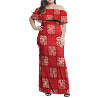 Red Palaka Quilt Hawaii Family Matching Off Shoulder Maxi Dress and Hawaiian Shirt Traditional Hawaii-plaid Pattern - Polynesian Pride