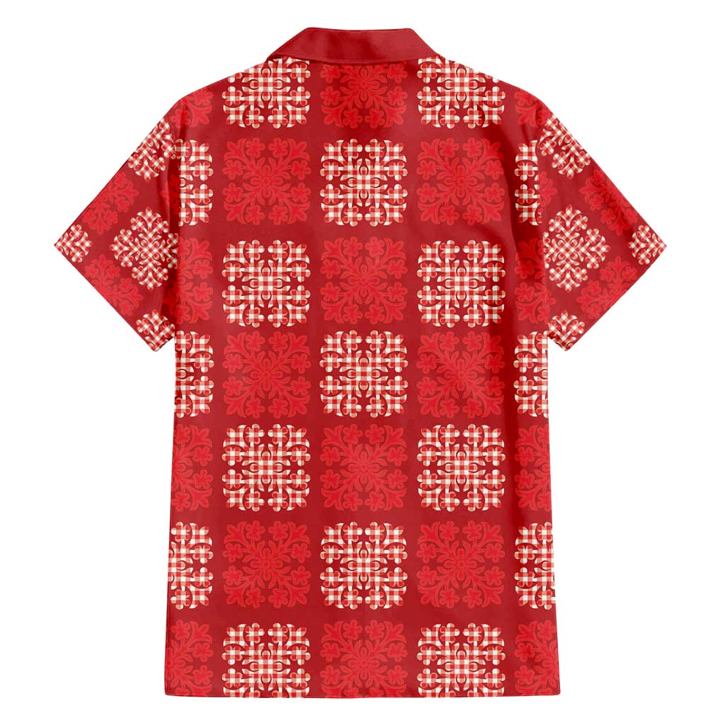 Red Palaka Quilt Hawaii Family Matching Off Shoulder Short Dress and Hawaiian Shirt Traditional Hawaii-plaid Pattern - Polynesian Pride
