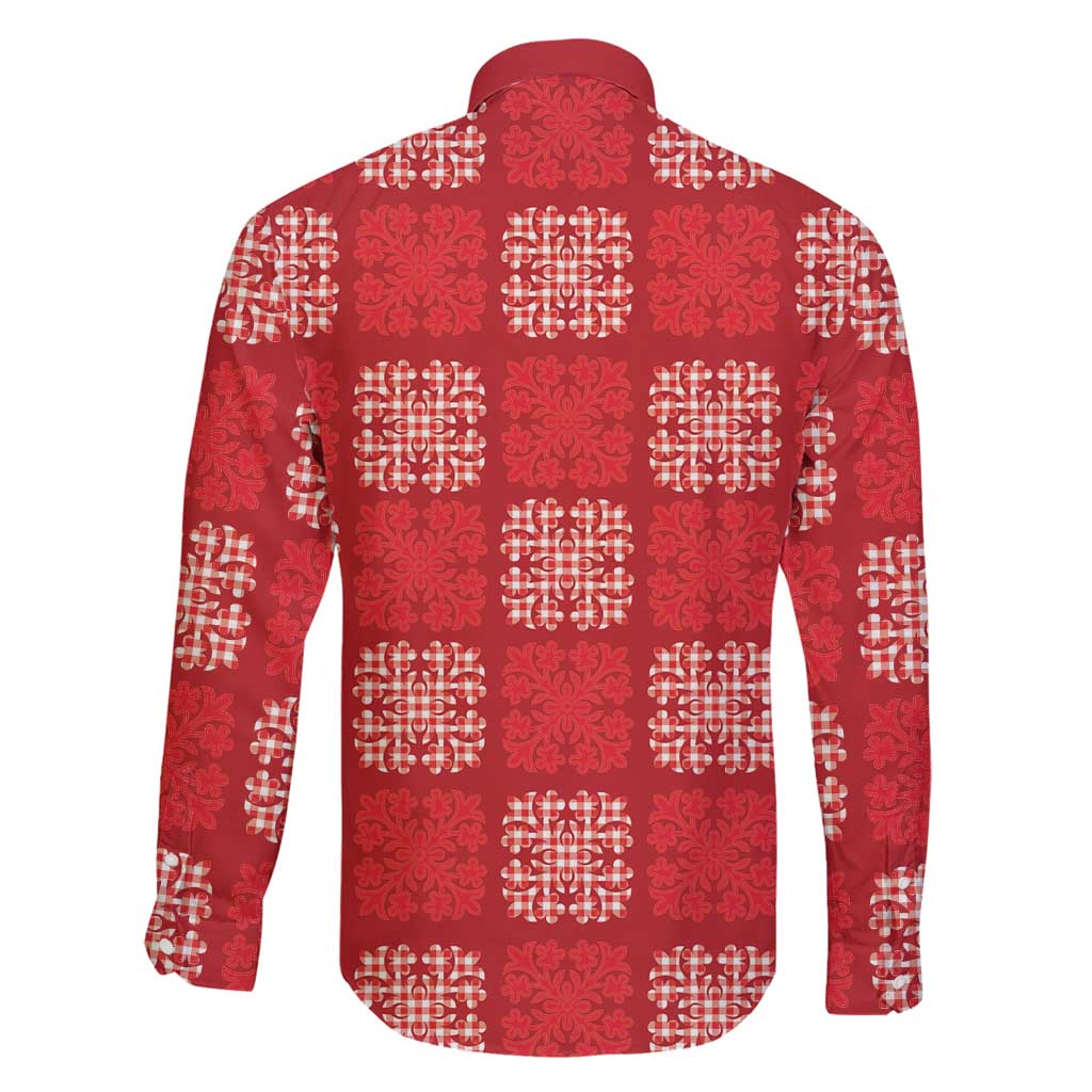 Red Palaka Quilt Hawaii Family Matching Off Shoulder Short Dress and Hawaiian Shirt Traditional Hawaii-plaid Pattern - Polynesian Pride