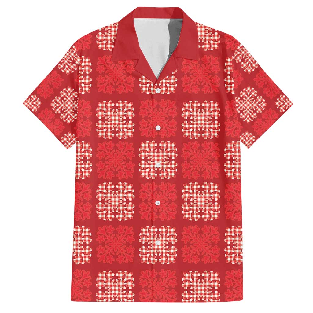 Red Palaka Quilt Hawaii Family Matching Puletasi and Hawaiian Shirt Traditional Hawaii-plaid Pattern - Polynesian Pride