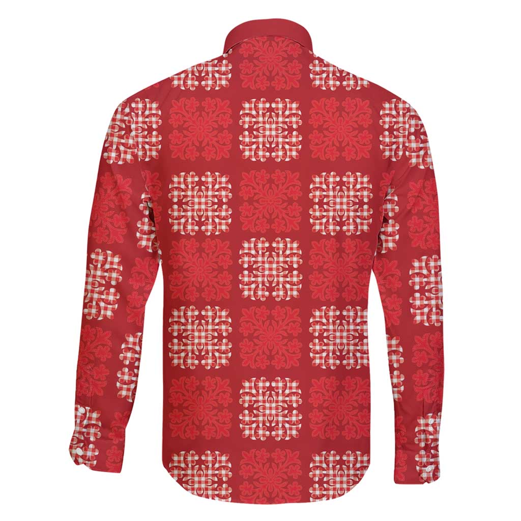 Red Palaka Quilt Hawaii Family Matching Short Sleeve Bodycon Dress and Hawaiian Shirt Traditional Hawaii-plaid Pattern - Polynesian Pride