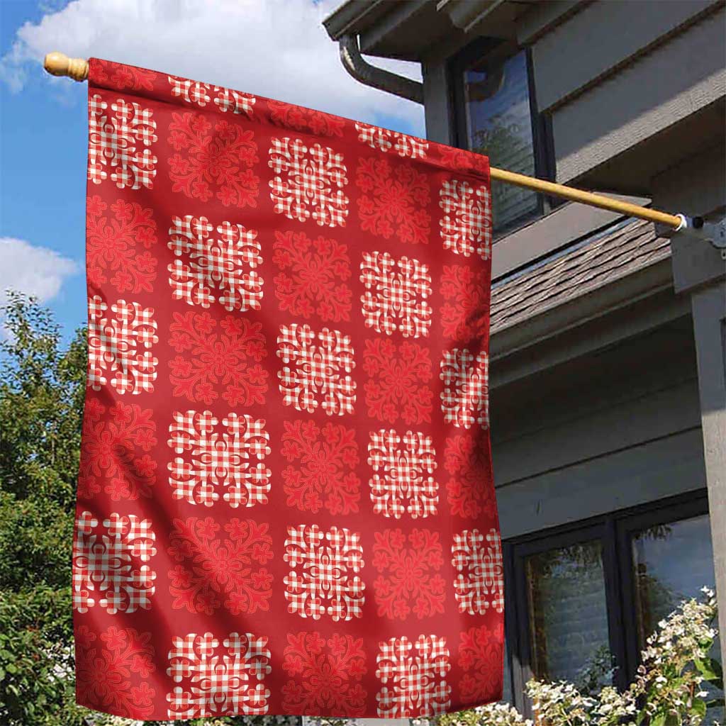Red Palaka Quilt Hawaii Garden Flag Traditional Hawaii-plaid Pattern - Polynesian Pride