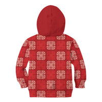 Red Palaka Quilt Hawaii Kid Hoodie Traditional Hawaii-plaid Pattern - Polynesian Pride