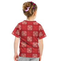 Red Palaka Quilt Hawaii Kid T Shirt Traditional Hawaii-plaid Pattern - Polynesian Pride
