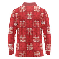 Red Palaka Quilt Hawaii Long Sleeve Polo Shirt Traditional Hawaii-plaid Pattern - Polynesian Pride