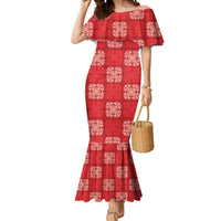 Red Palaka Quilt Hawaii Mermaid Dress Traditional Hawaii-plaid Pattern - Polynesian Pride