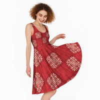 Red Palaka Quilt Hawaii Midi Dress Traditional Hawaii-plaid Pattern - Polynesian Pride