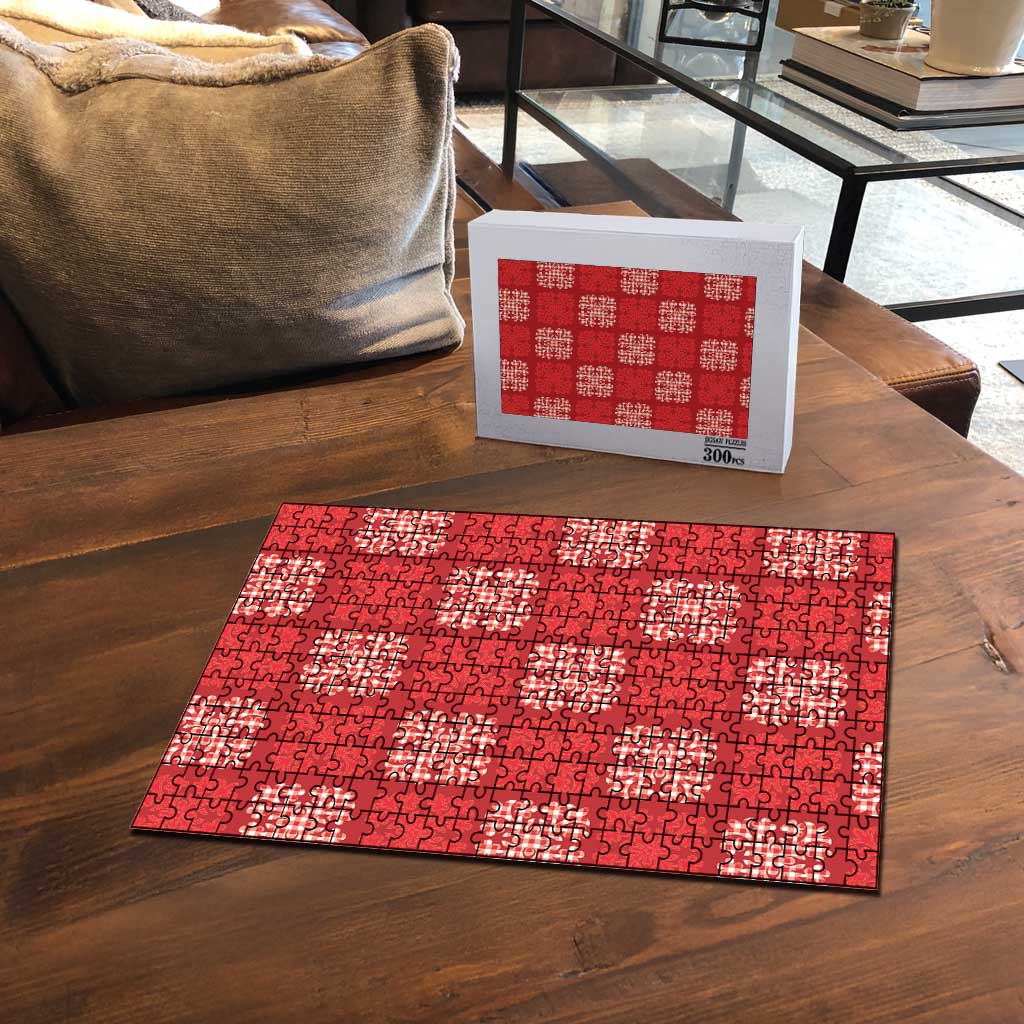 Red Palaka Quilt Hawaii Puzzle Traditional Hawaii-plaid Pattern - Polynesian Pride