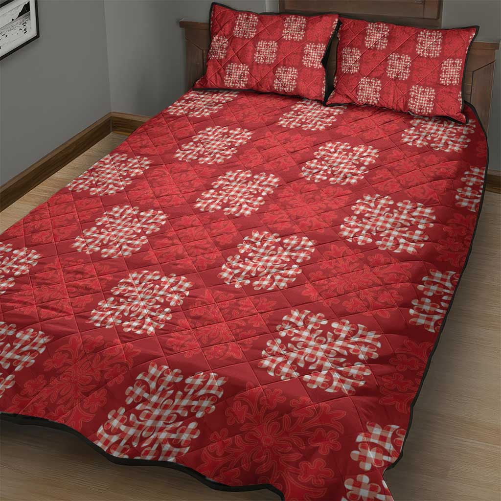 Red Palaka Quilt Hawaii Quilt Bed Set Traditional Hawaii-plaid Pattern - Polynesian Pride