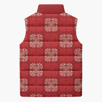 Red Palaka Quilt Hawaii Sleeveless Puffer Jacket Traditional Hawaii-plaid Pattern - Polynesian Pride