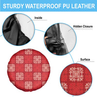 Red Palaka Quilt Hawaii Spare Tire Cover Traditional Hawaii-plaid Pattern - Polynesian Pride