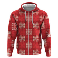Red Palaka Quilt Hawaii Zip Hoodie Traditional Hawaii-plaid Pattern - Polynesian Pride