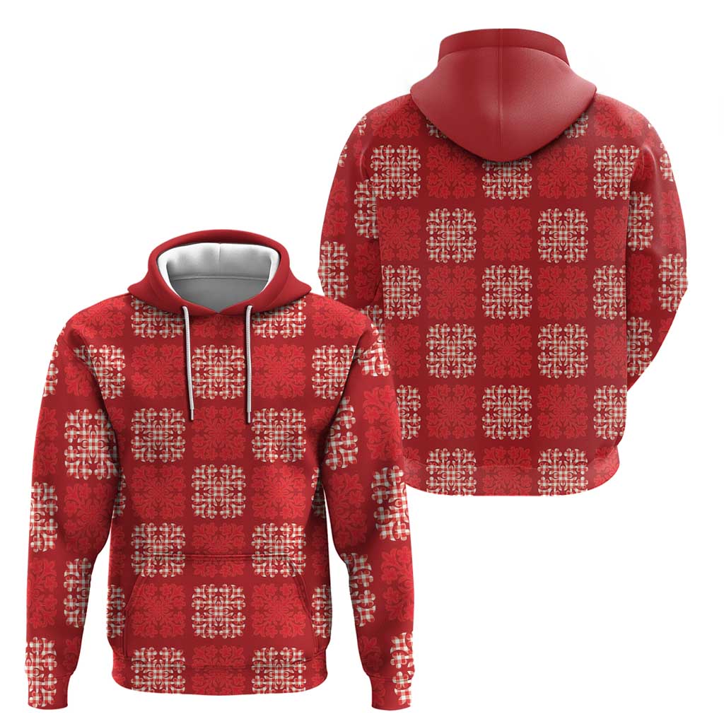 Red Palaka Quilt Hawaii Zip Hoodie Traditional Hawaii-plaid Pattern - Polynesian Pride