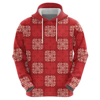Red Palaka Quilt Hawaii Zip Hoodie Traditional Hawaii-plaid Pattern - Polynesian Pride