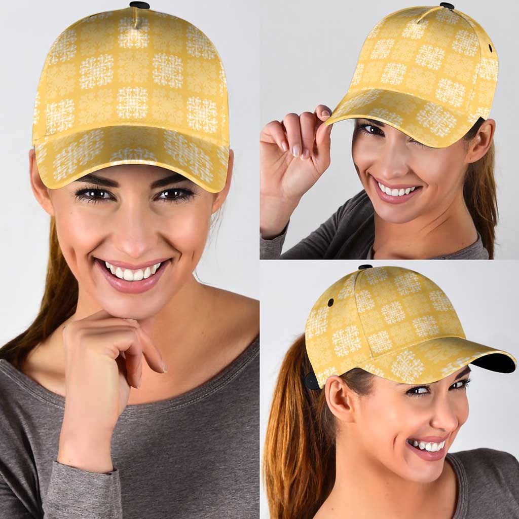 Yellow Palaka Quilt Hawaii Classic Cap Traditional Hawaii-plaid Pattern - Polynesian Pride