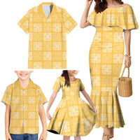 Yellow Palaka Quilt Hawaii Family Matching Mermaid Dress and Hawaiian Shirt Traditional Hawaii-plaid Pattern - Polynesian Pride