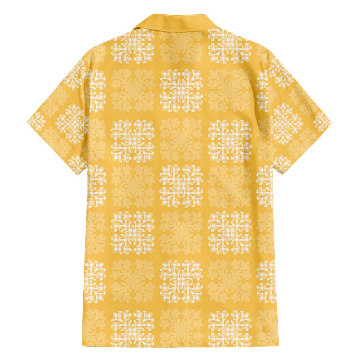 Yellow Palaka Quilt Hawaii Family Matching Off The Shoulder Long Sleeve Dress and Hawaiian Shirt Traditional Hawaii-plaid Pattern - Polynesian Pride